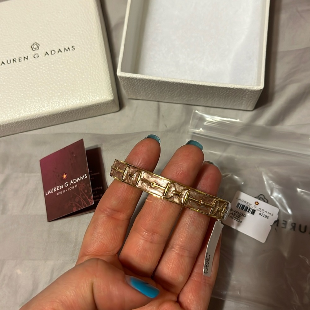 NWT! Lauren G Adams Large Taupe Equestrian Bangle